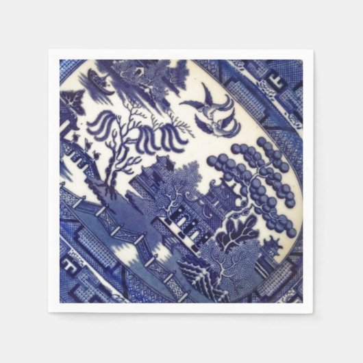 Blue Willow China Bord Pattern Tegel Dish Servetten (Voorkant)