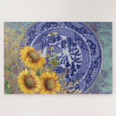 Blue Willow China Bord & Sunflower Design Legpuzzel (Horizontaal)