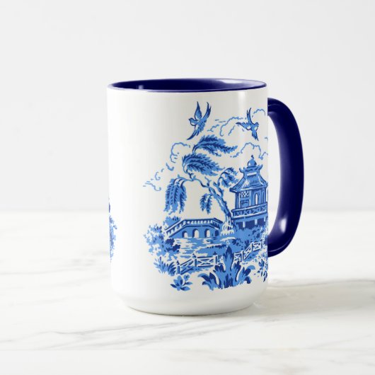 Blue Willow China Design 15oz Coffee Cup Mok (Voorkant rechts)