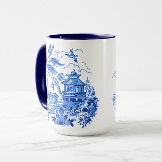 Blue Willow China Design 15oz Coffee Cup Mok (Voorkant links)