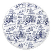 Blue Willow China Design Ceramic Cabinet Knob v1 Keramische Knop (Voorkant)