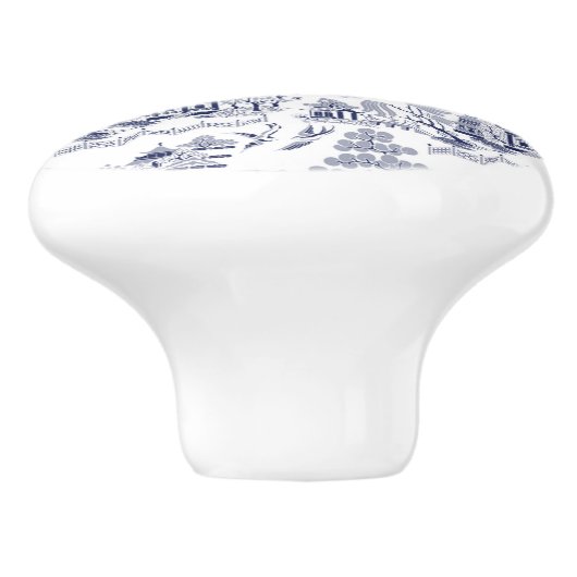 Blue Willow China Design Ceramic Cabinet Knob v1 Keramische Knop (Zijkant)