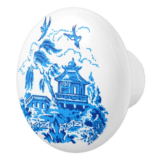 Blue Willow China Design Ceramic Cabinet Knob v2 Keramische Knop (Rechts)