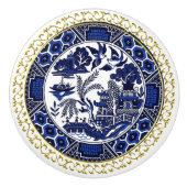 Blue Willow China Design Ceramic Cabinet Knob v3 Keramische Knop (Voorkant)