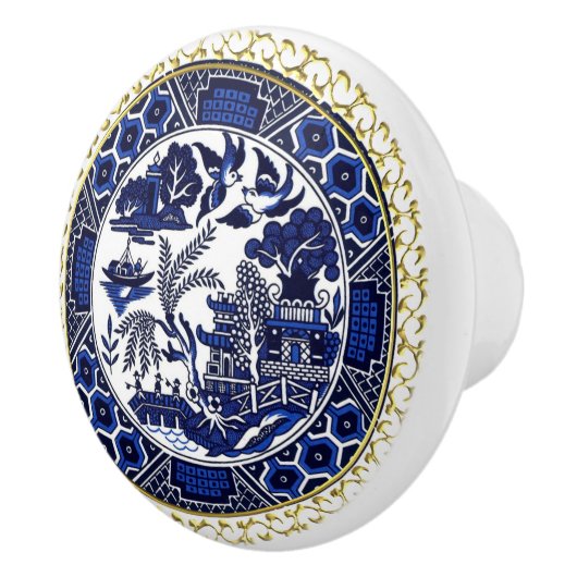 Blue Willow China Design Ceramic Cabinet Knob v3 Keramische Knop (Rechts)
