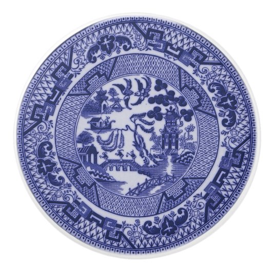 Blue Willow China Design Ceramic Cabinet Knob v4 Keramische Knop (Voorkant)