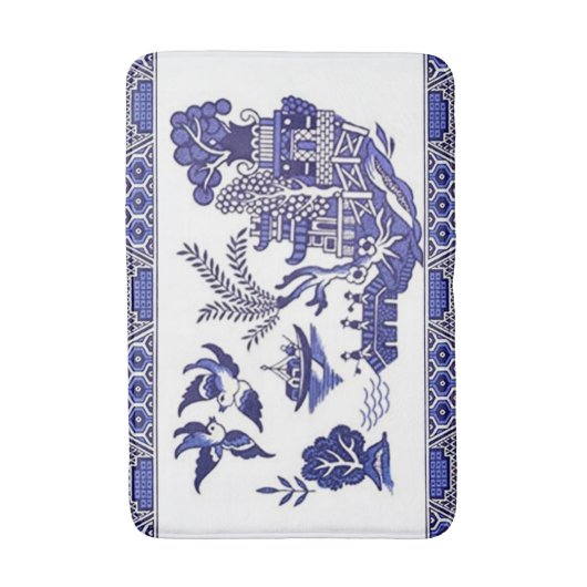 Blue Willow China Design Kitchen Rug Bath Mat (Voorkant Verticaal)