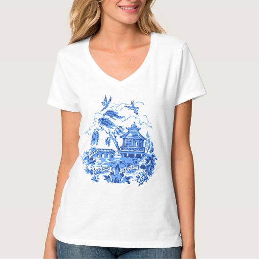 Blue Willow China Design T-shirt (Voorkant)