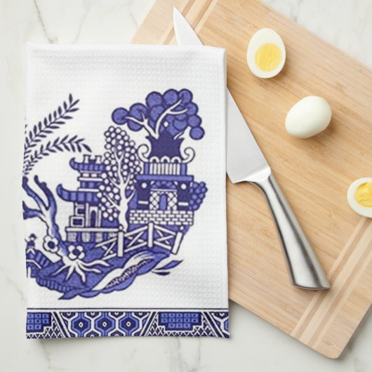 Blue Willow China Design Theedoek (Quarter Fold)