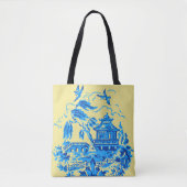 Blue Willow China op Butter Yellow Canvas tas (Voorkant)