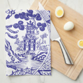 Blue Willow China Pattern Antiek  Monogram Theedoek (Quarter Fold)