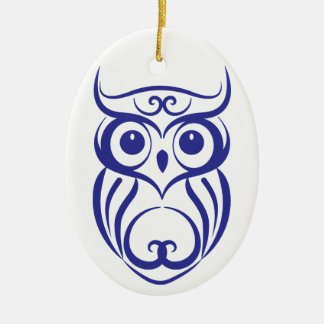 Blue Willow China Style Owl Ornament