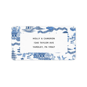 Blue Willow Chinoiserie Adresetiketten Etiket