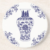 Blue Willow Chinoiserie Blue en White Ginger Jar Zandsteen Onderzetter (Voorkant)