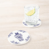 Blue Willow Chinoiserie Blue en White Ginger Jar Zandsteen Onderzetter (Zijkant)