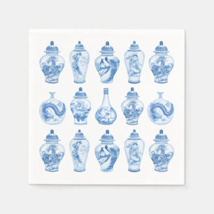 Blue Willow Chinoiserie Ginger Jars China Servet