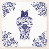 Blue Willow Chinoiserie White en Blue Ginger Jar Kartonnen Onderzetters (Voorkant)