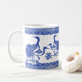 Blue Willow Cranes Bird Traditional Chinoiserie Koffiemok