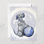 Blue Willow Dachshund Briefkaart (Voorkant / Achterkant)
