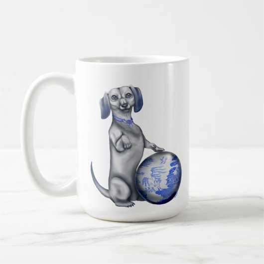 Blue Willow Dachshund-Mok Koffiemok (Links)