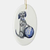 Blue Willow Dachshund Ornament (Rechts)
