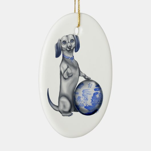 Blue Willow Dachshund Ornament (Rechts)