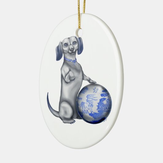 Blue Willow Dachshund Ornament (Links)