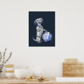 Blue Willow Dachshund Poster (Keuken)