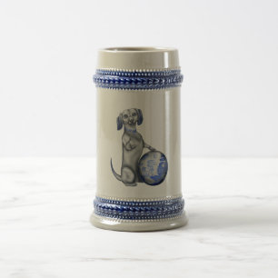 Blue Willow Dachshund Stein Bierpul