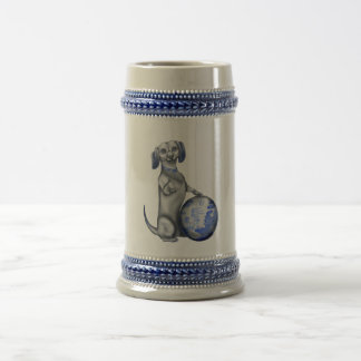 Blue Willow Dachshund Stein Bierpul