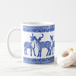 Blue Willow Deer Buck Unique Whimsical Animal Koffiemok