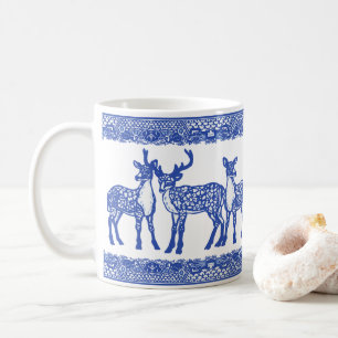 Blue Willow Deer Buck Unique Whimsical Animal Koffiemok