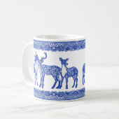 Blue Willow Deer Buck Unique Whimsical Animal Koffiemok (Voorkant links)