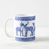 Blue Willow Deer Buck Unique Whimsical Animal Koffiemok (Links)