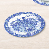 Blue Willow Deer Herd Antiek Pagoda Phoenix Ronde Kartonnen Onderzetter (Gebogen)