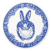Blue Willow Design Bunny Rabbit Cute Whimsical Keramische Knop (Voorkant)