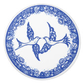 Blue Willow Design Floral Phoenix Birds Whimsical Keramische Knop (Voorkant)