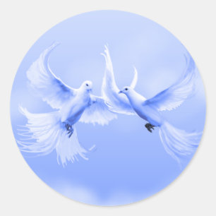 "Blue Willow Doves" ~ 1,5" ronde Sticker