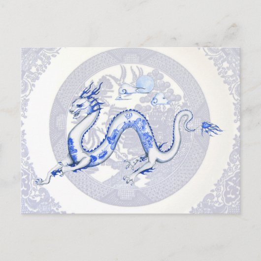 Blue Willow Dragon Briefkaart (Voorkant)