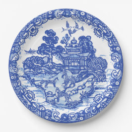 Blue Willow Fox Island Aziatische Temple Garden Ar Papieren Bordje