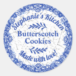  Blue Willow Gepersonaliseerde Baked Goods Food Ronde Sticker