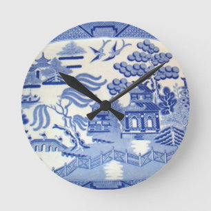 Blue Willow Kitchen Clock Ronde Klok