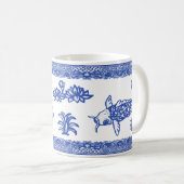Blue Willow Koi Fish Pattern Unique Whimsical Koffiemok (Voorkant rechts)