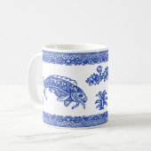 Blue Willow Koi Fish Pattern Unique Whimsical Koffiemok (Voorkant links)