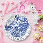 Blue Willow Konijneneiland Whimsical Classic Art Papieren Bordje (Feest)