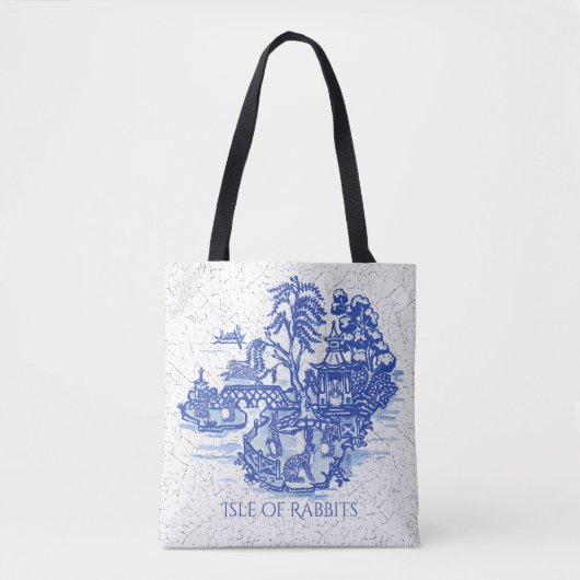 Blue Willow Konijneneiland Whimsical Elegant Fun Tote Bag (Voorkant)
