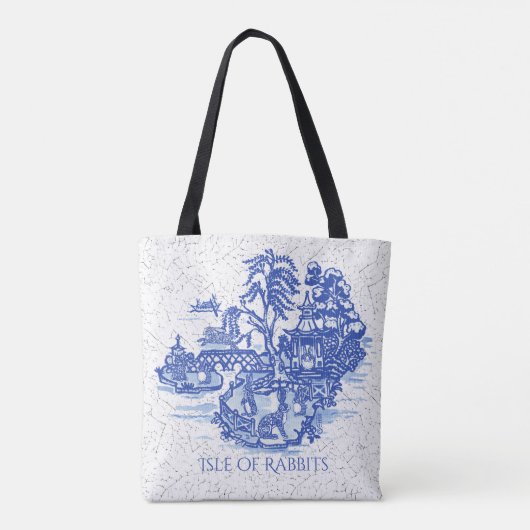Blue Willow Konijneneiland Whimsical Elegant Fun Tote Bag (Achterkant)
