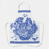 Blue Willow Lucky Cat Island Whimsical Oriental Schort (Voorkant)