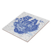 Blue Willow Lucky Cat Koi Pond Antiek Fantasy Tegeltje (Zijkant)