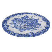 Blue Willow Lucky Cat Whimsical Chinoiserie Art Snijplank (Hoek)